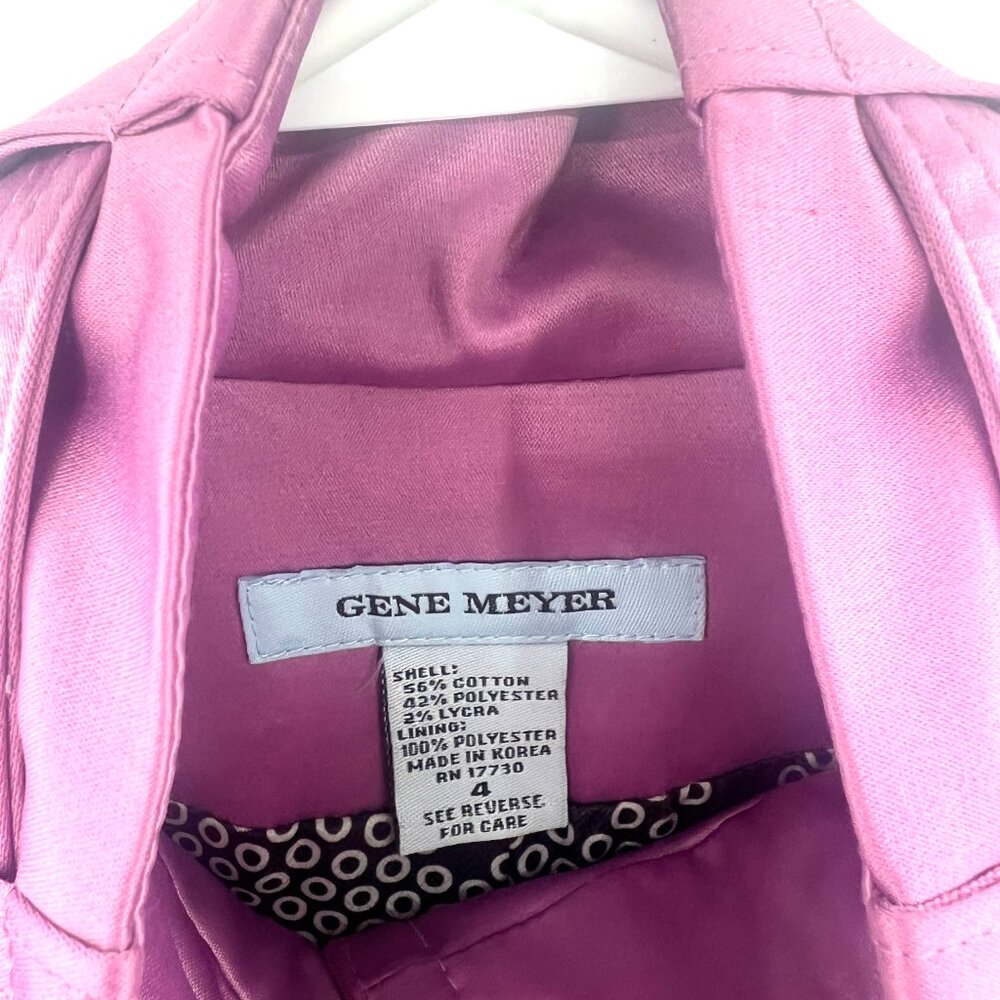 Gene Meyer Pink Satin Long Belted Trench Coat Women's 4 - Picture 4 of 7